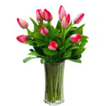 Jarrón 10 Tulipanes Fucsias