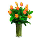 Jarrón 10 Tulipanes Naranjas